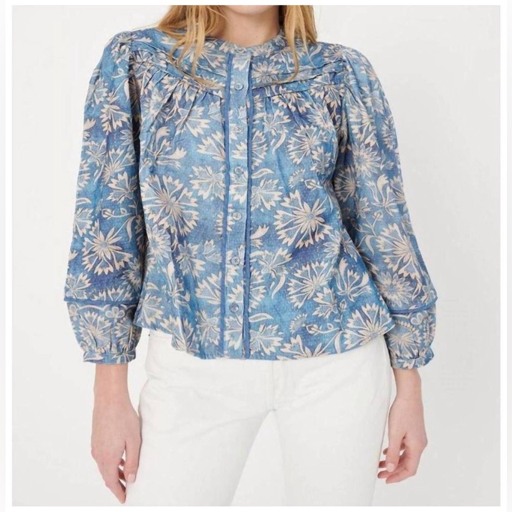 CHUFY Ilse Zoe Organic Cotton Top in Blue Multi Size XS